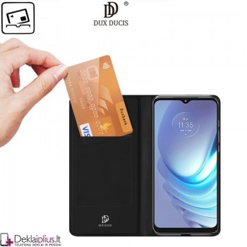 Dux Ducis dirbtinės odos atverčiamas dėklas - juodas (telefonui Motorola Moto G50)